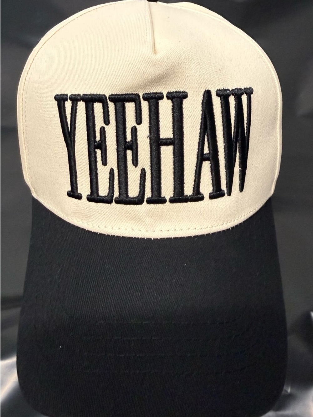 Two-Tone Black and Cream Baseball Cap
